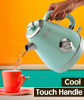 1200W Electric kettle SUS304 food grade pearl white 1.7L meter dial thermometer flower watermark painting process fast boiling rope without BPA automa